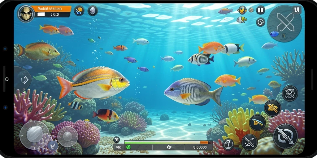 Tampilan gameplay menarik dari 3446 saat menembak ikan.