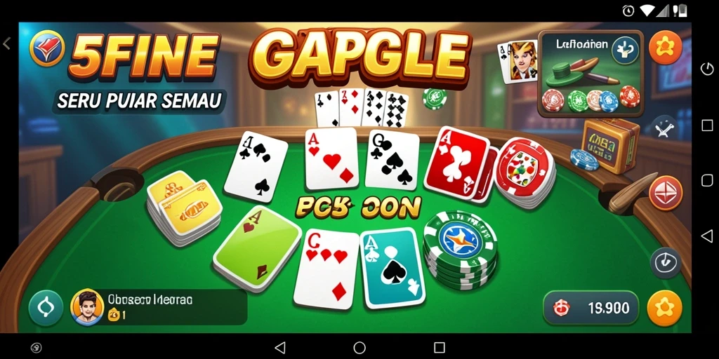 Screenshot 55FIVE menampilkan pertandingan Gaple yang menegangkan.