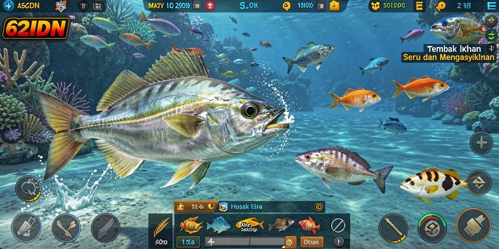Screenshot utama 62IDN menampilkan gameplay Tembak Ikan yang seru.