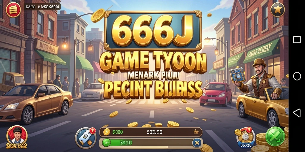 Screenshot gameplay 666J menunjukkan pebisnis sukses yang memimpin perusahaan.