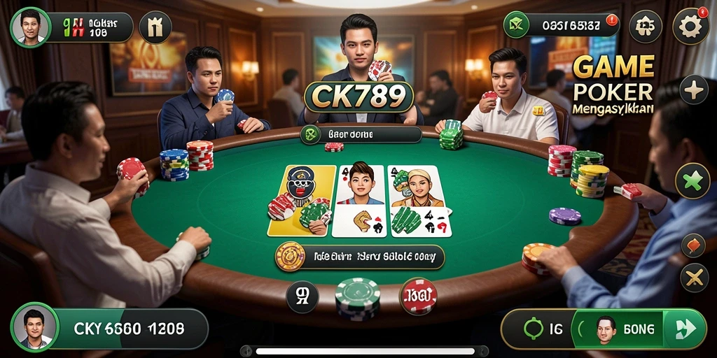 Tampilan gameplay CK789 yang menarik dan menegangkan di dunia poker.