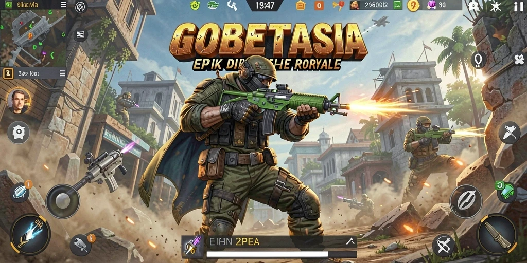Gameplay seru GOBETASIA dengan pertempuran intens di peta luas.