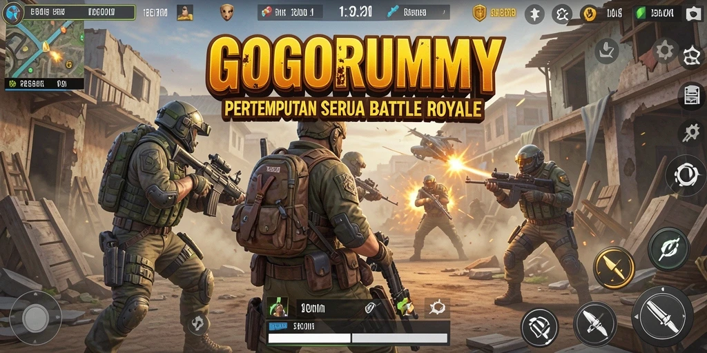 Gameplay GOGORUMMY yang seru dan menegangkan di arena pertempuran.