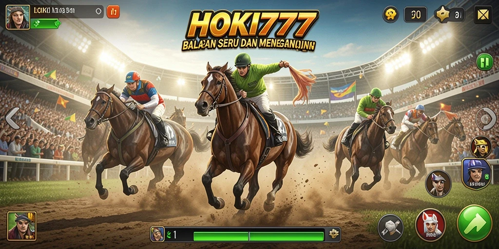 Tampilan gameplay HOKI777 yang menegangkan dan penuh aksi balapan.