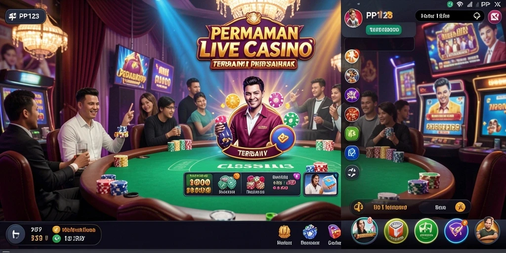 Screenshot gameplay PP123 yang menunjukkan suasana Live Casino yang mendebarkan.