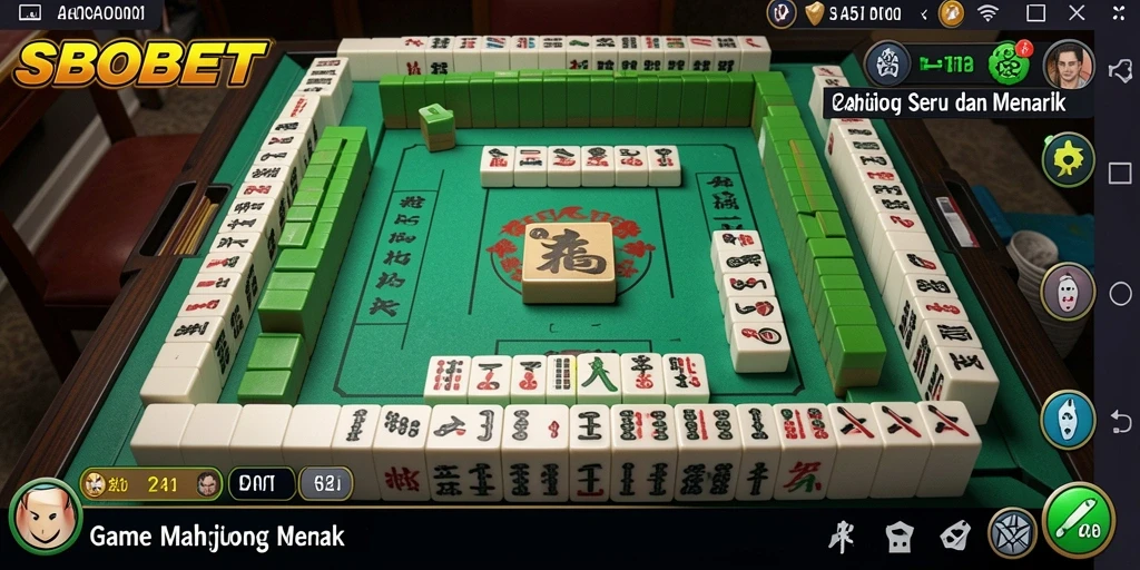 Tampilan gameplay menarik SBOBET dengan ubin Mahjong yang berwarna.
