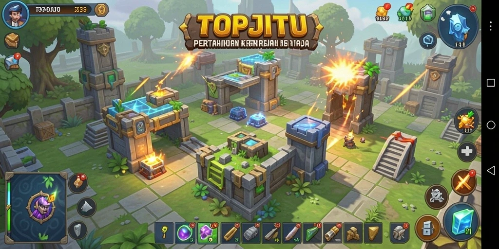 Tangkapan layar menunjukkan pertempuran seru dalam game Tower Defense.