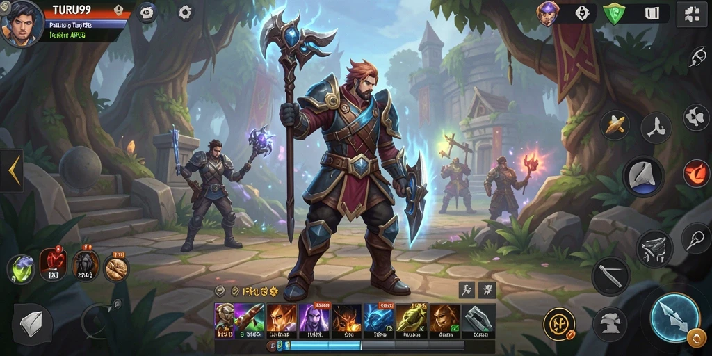 Tampilan gameplay TURU99 yang penuh aksi dan strategi dalam pertarungan.