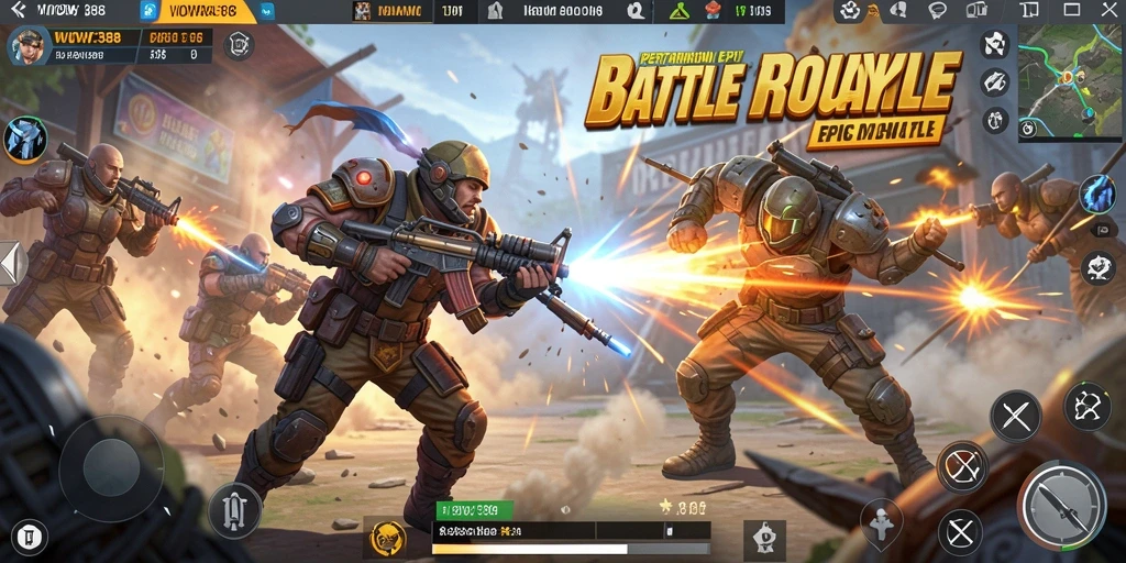 Gameplay WOW388 yang intens dalam pertarungan Battle Royale.